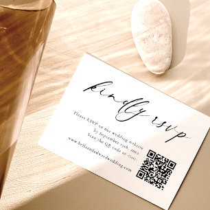 Wedding RSVP QR Code Minimal Modern Enclosure Card