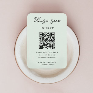 Wedding RSVP QR Code Modern Minimal Sage Green Enclosure Card