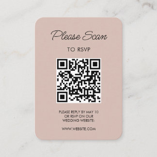 Wedding RSVP, QR Code Modern Minimalist Simple Enclosure Card