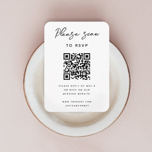 Wedding RSVP   QR Code Modern Minimalist Simple Enclosure Card