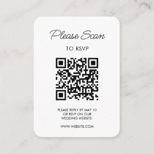 Wedding RSVP, QR Code Modern Minimalist Simple Enclosure Card