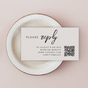 Wedding RSVP QR Code Natural Minimalist Enclosure Card