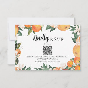 Wedding RSVP QR Code Romantic Oranges RSVP Card