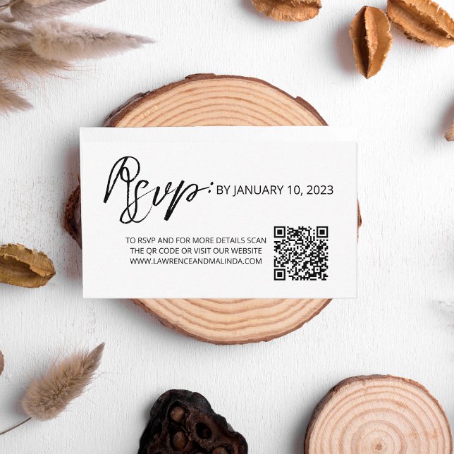 Wedding RSVP QR Code Simple Clean Minimalist Enclosure Card (Creator Uploaded)