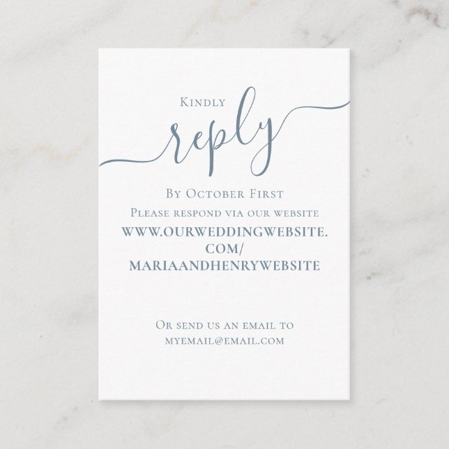 Wedding RSVP QR Code Simple Dusty Blue  Enclosure Card (Front)