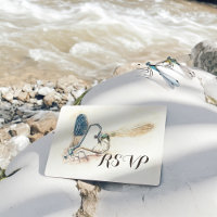 Wedding RSVP Reply Dragonfly Mating Love Heart