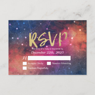 Wedding RSVP Reply Galaxy Nebula Constellations Card
