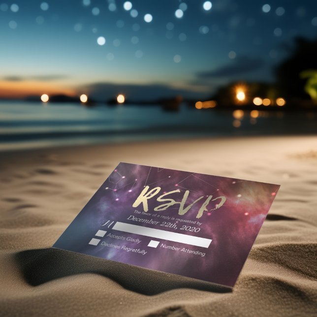 Wedding RSVP Reply Galaxy Nebula Constellations Card (Creator Uploaded)
