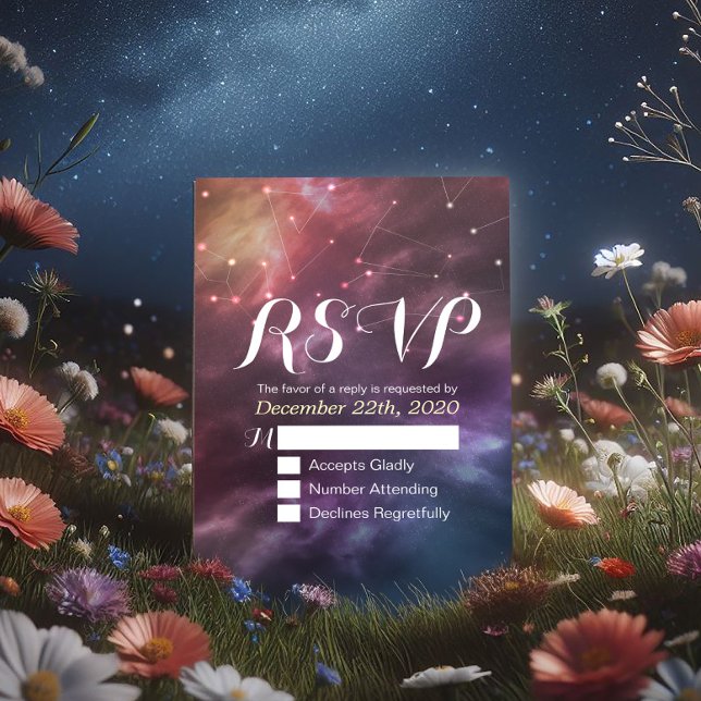 Wedding RSVP Reply Galaxy Nebula Constellations Card (Creator Uploaded)