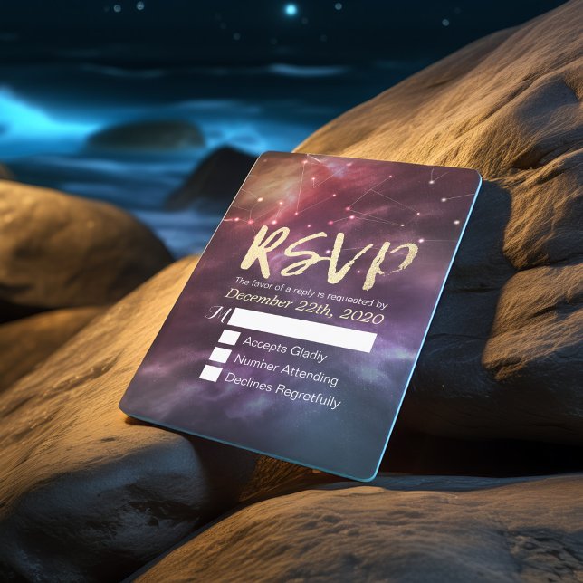 Wedding RSVP Reply Galaxy Nebula Constellations Card (Creator Uploaded)