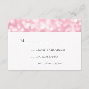 Wedding RSVP Rose Blush Pink Bokeh Lights Card
