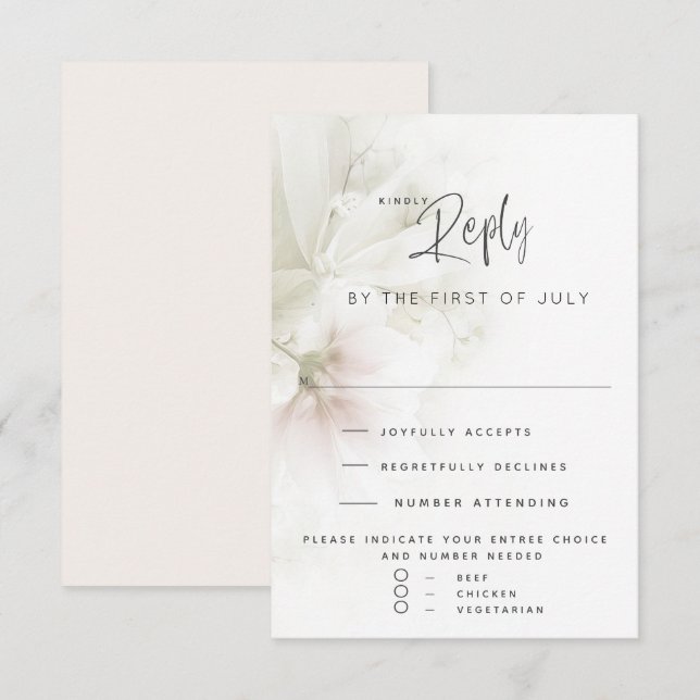 Wedding RSVP | Rustic  Watercolor Peach Blossoms Card (Front/Back)