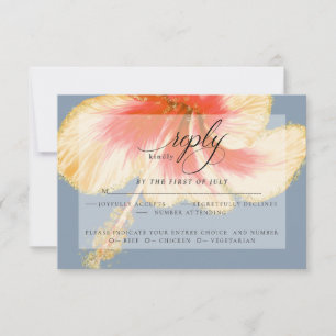 Wedding RSVP Scarlet Watercolor Hibiscus Flower