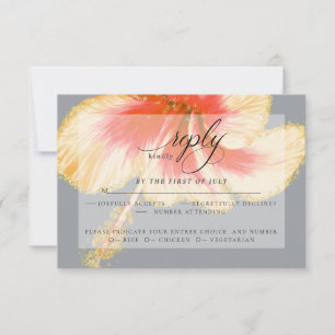 Wedding RSVP Scarlet Watercolor Hibiscus Flower Card