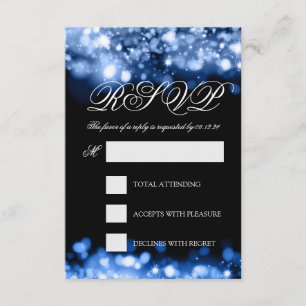 Wedding RSVP Sparkling Lights Sapphire Blue Card