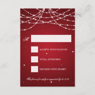 Wedding RSVP Sparkling String Red