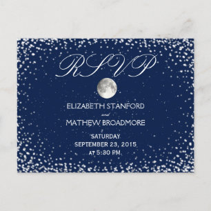Wedding RSVP Starry Night Moon Postcard
