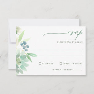 Wedding RSVP Succulent Cactus Watercolor Card