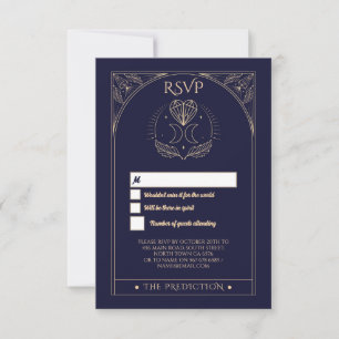 Wedding RSVP Tarot Moon Stars Hearts Respond Card