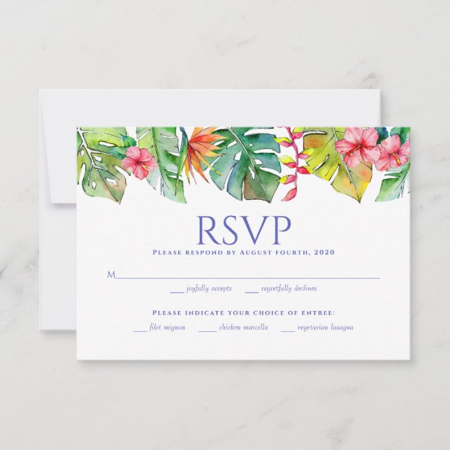 Wedding RSVP | Tropical Floral Watercolor (Front)