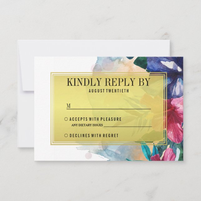 Wedding RSVP | Tropical Watercolor Flowers (Front)
