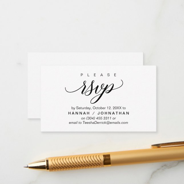 Wedding RSVP via Phone or email respond Enclosure Card (Front/Back In Situ)