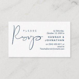 Wedding RSVP via Phone or email respond Enclosure Card