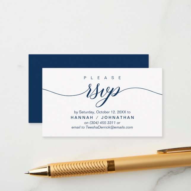 Wedding RSVP via Phone or email respond Enclosure Card (Front/Back In Situ)