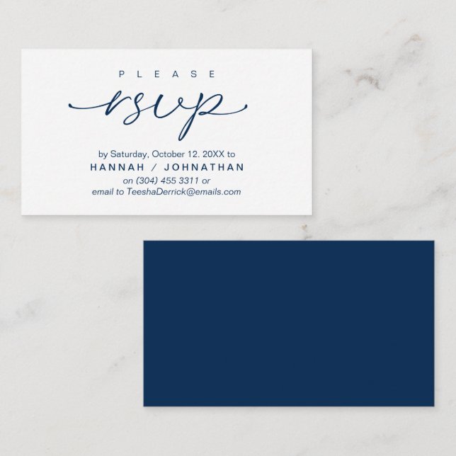 Wedding RSVP via Phone or email respond Enclosure Card (Front/Back)