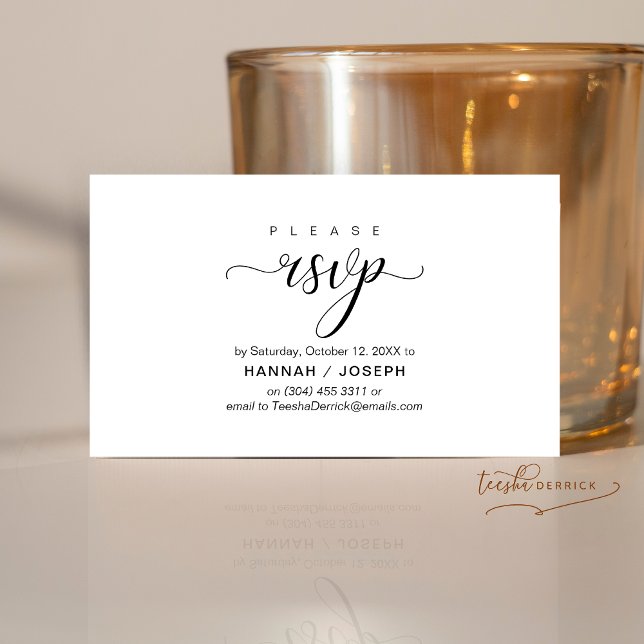 Wedding RSVP via Phone or email respond Enclosure Card (Wedding RSVP via Phone or email respond Enclosure Card,
website online)