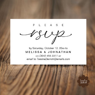 Wedding RSVP via Phone or email respond Enclosure Card