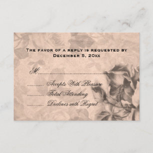 Wedding RSVP Vintage Roses Sepia Card