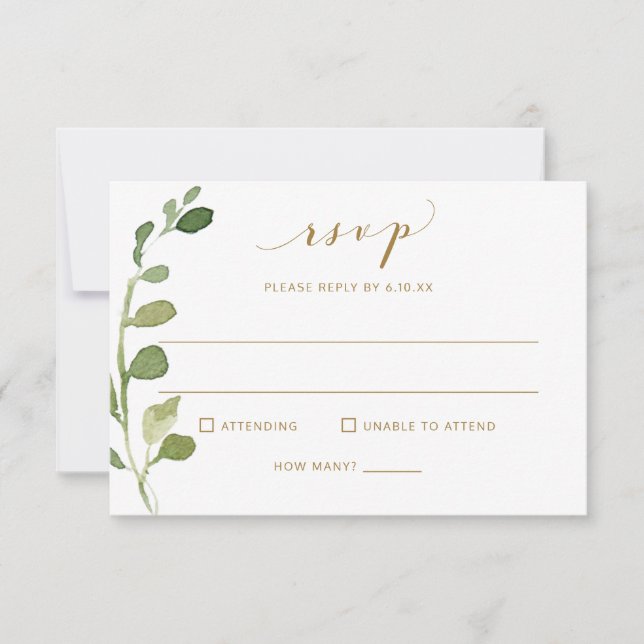 Wedding RSVP with Meal Choice & Song Eucalyptus (Front)