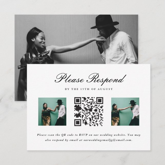 Wedding RSVP with QR Code and Photo Wedding Card (Front/Back)