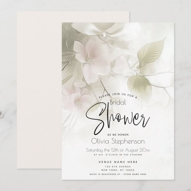 Wedding |  Rustic Blush Pink Peach Blossoms Invitation (Front/Back)