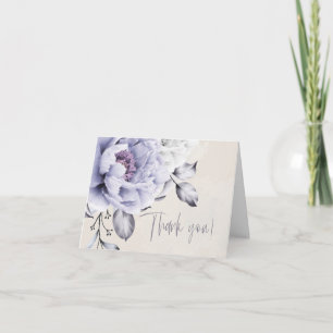 Wedding   Rustic Lilac and Alabaster Peony Floral Thank You Card
