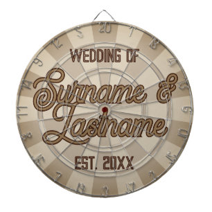 WEDDING RUSTIC Personalised Names Year Established Dartboard