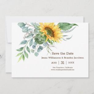 Wedding Rustic Sunflower Save the Date Green