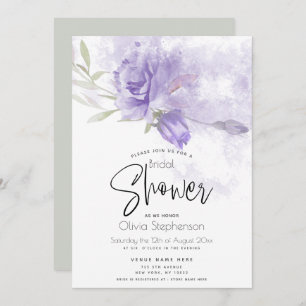 Wedding   Rustic Violet Purple Rose Floral Invitation