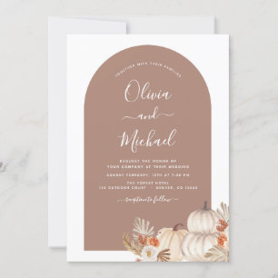 Wedding Rustic White Pumpkins Boho Terracotta Invitation