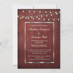 Wedding Rustic Wood Fairy Lights    Invitation