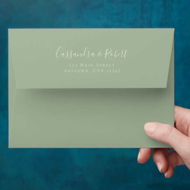 Wedding Sage Green A7 5x7 Return Address Envelope (Hand)