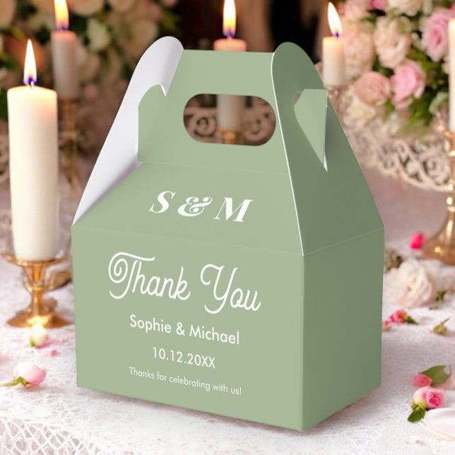 Wedding Sage Green Bride Groom  Favour Box (Creator Uploaded)