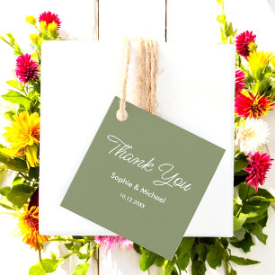 Wedding Sage Green White Thank You Favour Tags