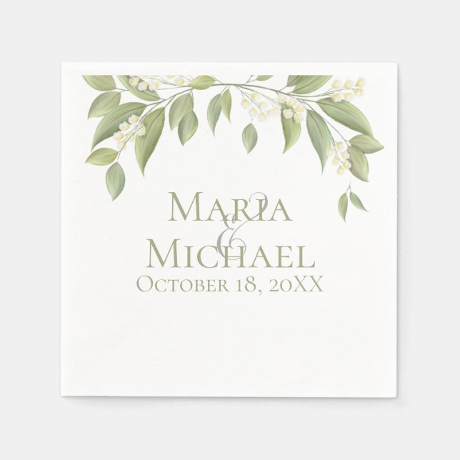 wedding Sage Greenery Elegant Foliage Simple Napkin (Front)