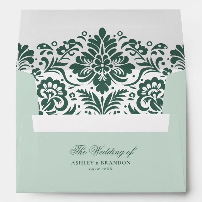 Wedding Sage Vintage Crest Invitation Custom Envelope (Back (Bottom))