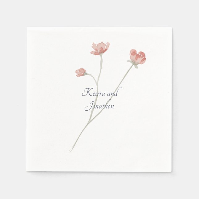 Wedding Sage Watercolor Floral Napkin (Front)