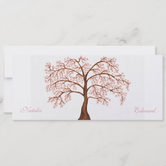 Wedding Sakura Cherry Blossom Long Invitations (Front)