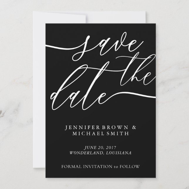 Wedding Save Date Custom Photo Calligraphy Save The Date (Front)