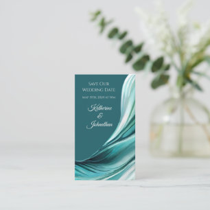 Wedding Save our Date- Modern Emerald Green- Business Card